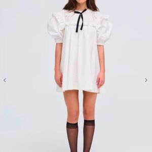 FL&L Blair- White Ruffled Puff Sleeve Babydoll Dress